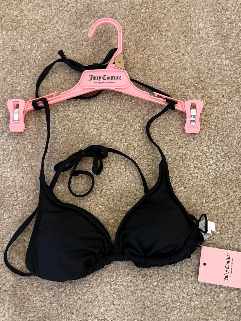 NEW juicy couture black string padded swimsuit bikini top